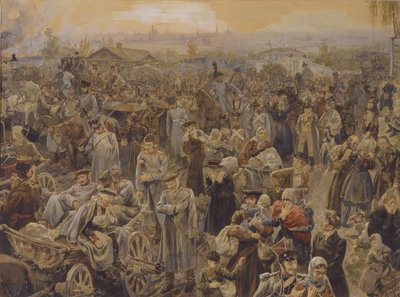1812年、1907年のモスクワからのロシア軍の撤退 作： Vasili Petrovich Lebedev