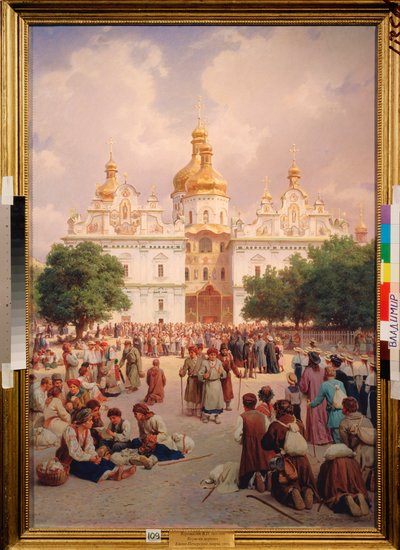 Devant le monastere des Caves a Kiev (ウクライナ) (洞窟のキエフ修道院の前) - Peinture de Vasili Petrovich Vereshchagin (Vassili Verechtchaguine) (1835-1909), huile sur toile 作： Vasili Petrovich Vereschagin
