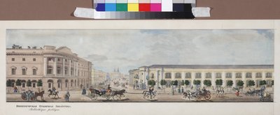 La bibliotheque publique imperiale (panorama de la perspective Nevski) - The Imperial Public Library (from the panorama of the Nevsky Prospekt), by Sadovnikov, Vasily Semyonovich (1800-1879).リトグラフ、水彩画 作： Vasili Semenovich Sadovnikov
