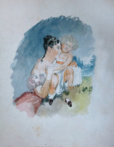 ステファニア伯爵の肖像、Sayn-Wittgenstein、néeRadziwill 1809-1832 with Daughter Maria、1 作： Vasili Semenovich Sadovnikov