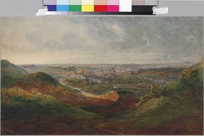 サドヴニコフ（Vasily Semyonovich, 1800-1879）の「ヴィルナの眺め」。紙に水彩画 作： Vasili Semenovich Sadovnikov