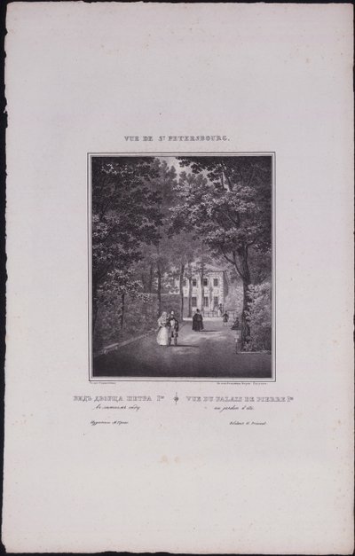 サンクトペテルブルクの景色。ピーター大王の夏の宮殿、1833 作： Vasili Semenovich Sadovnikov