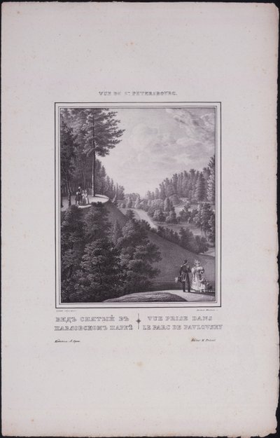 サンクトペテルブルクの景色。パブロフスクの公園の眺め、1833 作： Vasili Semenovich Sadovnikov