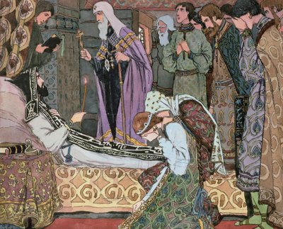 ドンの大公ドミトリーの死床（1350-89）、1910年頃 作： Vasili Vasil