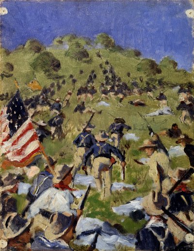 1898年のサンファンヒルでのラフライダーの担当、c。 1900 作： Vasili Vasilievich Vereshchagin