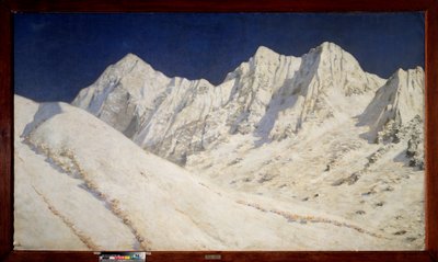 インド、ヒマラヤの雪 (インド、ヒマラヤの雪) - Vasili Vasilyevich Vereshchagin (Vassili Vereshchagin) (1842-1904) による絵画、キャンバスに油彩 作： Vasili Vasilievich Vereshchagin