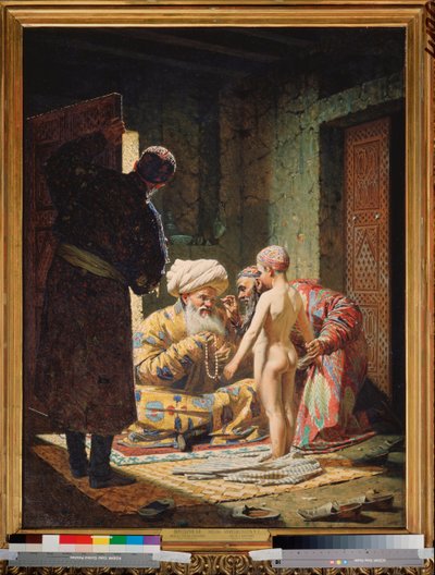 子供の奴隷の売却 - Vasili Vasilyevich Vereshchagin (Vassili Vereshchagin) (1842-1904) 作、キャンバスに油彩 作： Vasili Vasilievich Vereshchagin