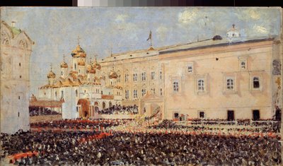 1883 年 5 月 15 日のモスクワ クレムリンでの皇帝アレクサンドル 3 世の戴冠式 - Vasili Vasilyevich Vereshchagin (Vassili Vereshchagin) による絵画 ( 作： Vasili Vasilievich Vereshchagin
