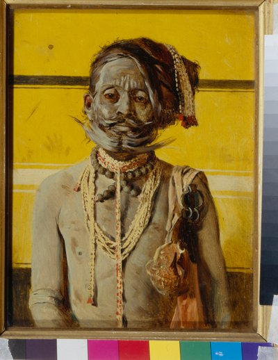 A fakir (A fakir) - Vasili Vasilyevich Vereshchagin (Vassili Vereshchagin) (1842-1904) による絵画、木に油彩 (24.2x18.8 cm) 作： Vasili Vasilievich Vereshchagin
