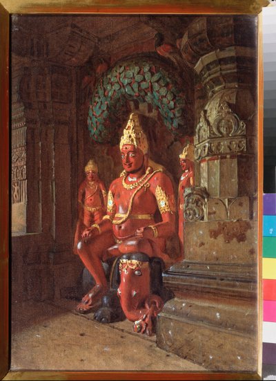 インドラ寺院のヴィシュヌ像 - Vasili Vasilyevich Vereshchagin (Vassili Vereshchagin) (1842-1904) 作、キャンバスに油彩 作： Vasili Vasilievich Vereshchagin