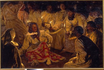 Les flagellants - khlists - khlysty - khlysty セクト - Konovalov, Vasiliy Vasilievich(1864-1908) - Lotzal Heritage Museum, Volsk 作： Vasili Vasilyevich Konovalov