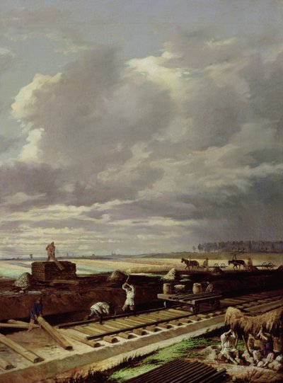 鉄道線の建設工事、1871 作： Vasili Vladimirovits Pukirev