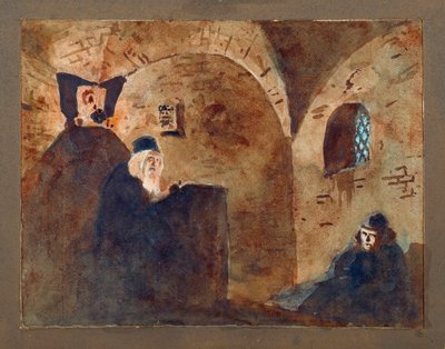 モデスト・ムソルグスキー（ムソルグスキー）（1839-1881）によるオペラ「ボリス・ゴドノフ」のための準備装飾、アーチ型の部屋 - M・ムソルグスキーによるオペラ・ボリス・ゴドゥノフの舞台デザイン - ヴァシリ・ドミトリエヴィッチ・ポレノフ（1844-1927）による作品、水彩画段ボールにガッシュ 作： Vasilij Dmitrievich Polenov