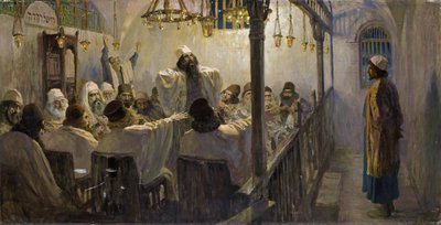 Il est coupable de la mort - 彼は死の罪を犯している!- Polenov, Vasili Dmitrievich (1844-1927) - 1906 - 油彩・キャンバス - 113x220 - 個人蔵 (1890年代後半から1900年代にかけて画家が完成させた一連の絵画「キリストの生涯」の一部) 作： Vasilij Dmitrievich Polenov