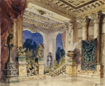 オペラの舞台デザインスカーレットローズN.クロトコフ作、1884年 作： Vasilij Dmitrievich Polenov
