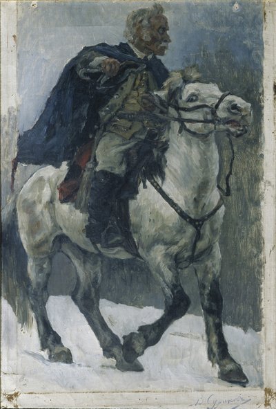 馬に乗ったアレクサンドル・スボーロフ、1897-1898 作： Vasilij Ivanovic Surikov