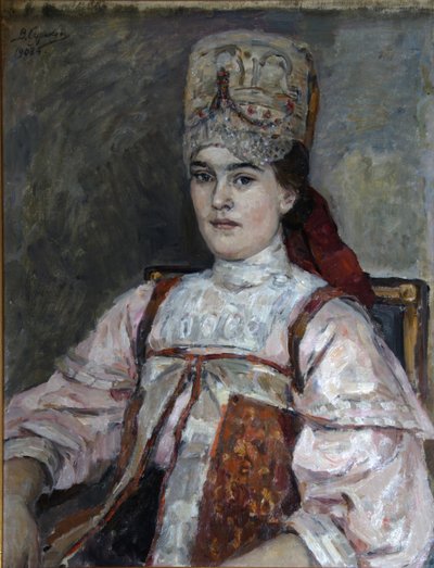 ナタリア・フオドロフナ・マトベイワの肖像、1908 作： Vasilij Ivanovic Surikov