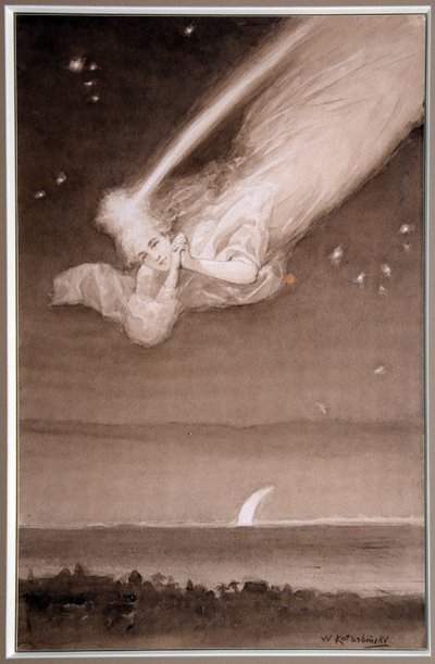 Etoile filante (Falling Star) - Aquarelle sur papier de Vassily (Vassili, Vasilii, Wilhelm) Alexandrovich Kotarbinsky (Kotarbinski, Kotarbinskii) (1849-1921), annees 1910 - Collection privee 作： Vasily Alexandrovich Kotarbinsky