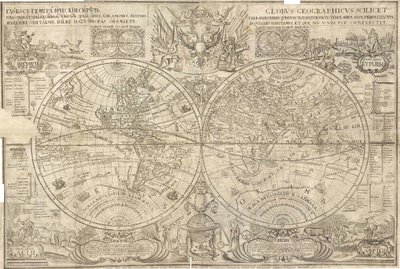 世界の二重半球地図、1707 作： Vasily Anufrievich Kiprianov