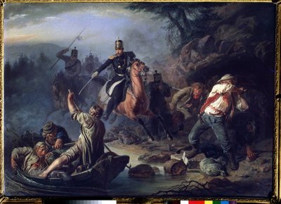 1853年のフィンランドからの密輸業者との小競り合い 作： Vasily Grigorievich Khudyakov