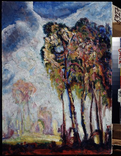 「木のある風景」ヴァシリー・イワノビッチ・デニソフ (1862-1921) による絵画 1914 リージョナル M. ヴルベル美術館、オムスク 作： Vasily Ivanovich Denisov
