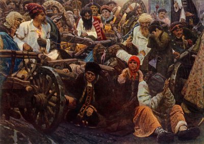 「処刑前の朝」、1881年、1965年。 作： Vasily Surikov