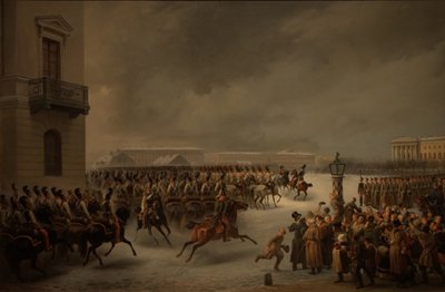 1825年12月14日、上院広場でのデカブリストの反乱 作： Georg Wilhelm Timm