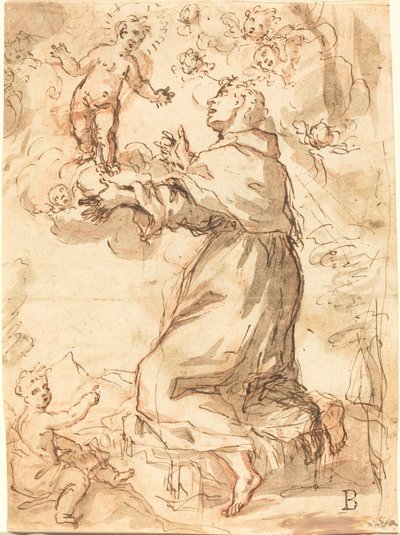 聖フランシスコに現れた幼子キリスト 作： Venetian 17th Century