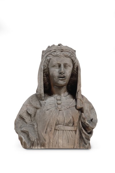 女性聖人の大理石の胸像（大理石） 作： Venetian School