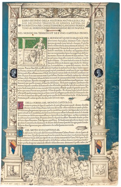 プリニウス・プリニウスによる「ヒストリア・ナチュラリス」、1476年 作： Venetian School