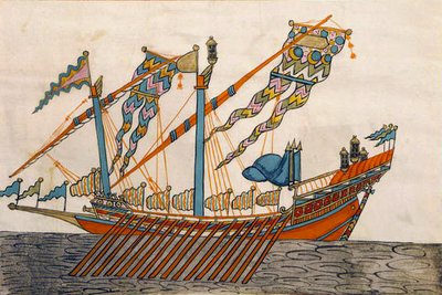 cicognaさん1971年、トルコの旗艦を描いたメモリエトゥルケッシュのミニチュア 作： Venetian School