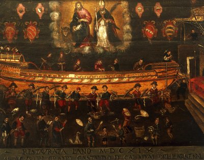 イタリア・ヴェネツィアのアルセナーレにある造船組合のサインボード 作： Venetian School