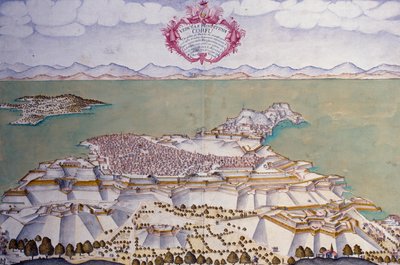 コルフのタウンプランとその要塞化、ヴェネツィア国立公文書館 作： Venetian School