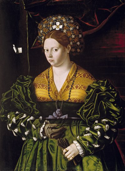 緑のドレスを着た女性の肖像 作： Veneto Bartolomeo