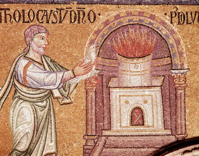 ノアの生涯、祭壇で感謝を捧げるノア（モザイク詳細 作： Veneto Byzantine School
