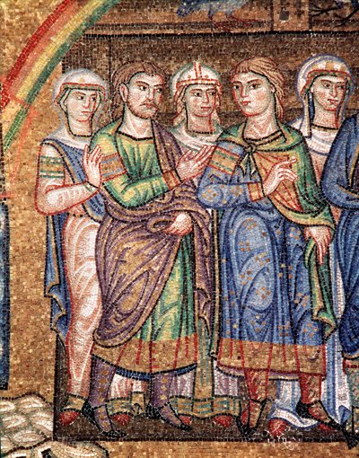 ノアの生涯、ノアの息子たち（モザイク細部 作： Veneto Byzantine School