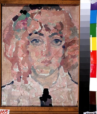 自画像。 Vera Vladimirovna Khlebnikova (Chlebnikova) (1881-1941) による絵画、キャンバスに油彩、1910 年頃。 ロシア美術、20 世紀初頭の前衛芸術。 State B. Kustodiev Art Gallery、アストラハン（ロシア）。 作： Vera Vladimirovna Khlebnikova