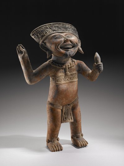 "Laughing Boy" Effigy、600-900 AD（ペイントの痕跡のあるセラミック） 作： Veracruz Veracruz