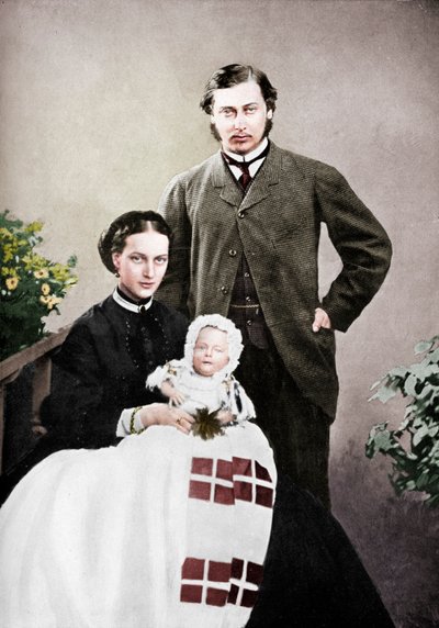 ウェールズの王子と王女と幼児のアルバートビクター王子、1864年1910年 作： Vernon Heath