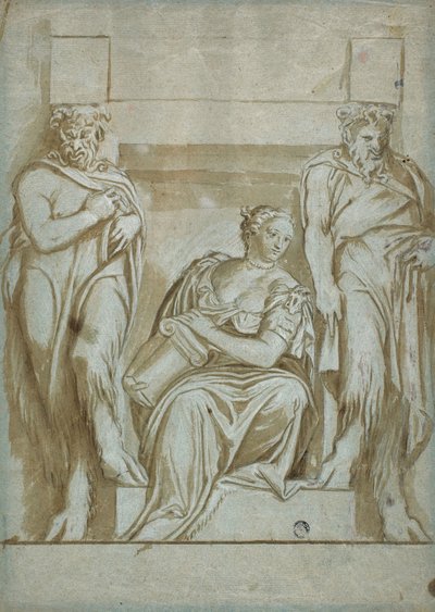 2 つのサテュロスに挟まれた不屈の精神 (または強さ) 作： Veronese
