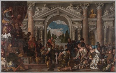 シバの女王はソロモンに贈り物を提供します、1582-83 作： Veronese