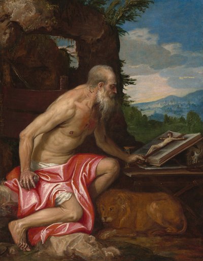 荒野の聖ヒエロニムス 作： Veronese Workshop