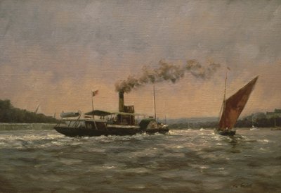 Past on the Medway (復元されたパドル蒸気船、Kingswear Castleをフィーチャー) 作： Vic Trevett
