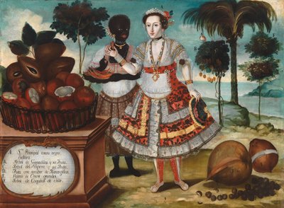 彼女の黒い奴隷を持つ高貴な女性、1783年頃（キャンバスに油彩） 作： Vicente Alban