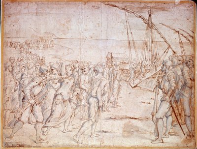 スペインのフィリップ3世が1609年9月22日に条約を締結したことに伴い、スペインからのモリスケ人（スペインのイスラム教徒が強制的にカトリックに改宗させられた）の国外追放。ヴィンセンシオ・カルドゥチョ（1576-1638）の絵 作： Vicente Carducho