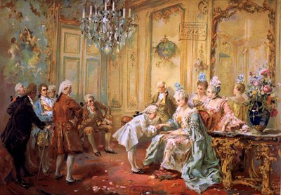 モーツァルトとポンパドゥール夫人、1900年頃（クロモ） 作： Vicente de (after) Paredes