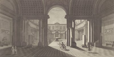 「Veduta generale in prosp...」からのピオクレメンティーノ博物館の中庭の眺め。 1790年から1827年。 作： Vicenzo Feoli