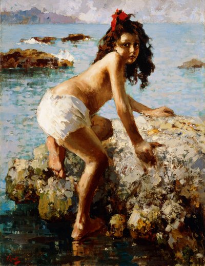 岩の上の少女 作： Vicenzo Irolli