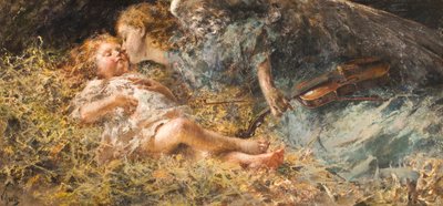 音楽家の天使 ヴィンチェンツォ・イローリ（1860-1949）の絵画 1900年 個人蔵 作： Vicenzo Irolli