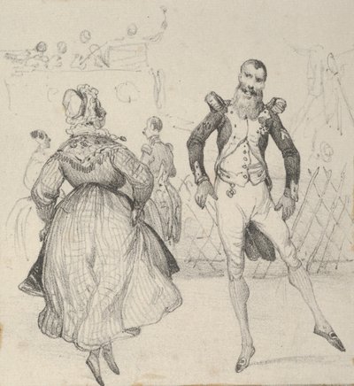兵士と踊る女性、19 世紀半ば。 作： Victor Adam